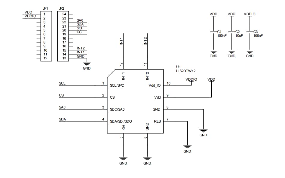 原理图 - STMicroelectronics STEVAL-MKI190V1适配器板